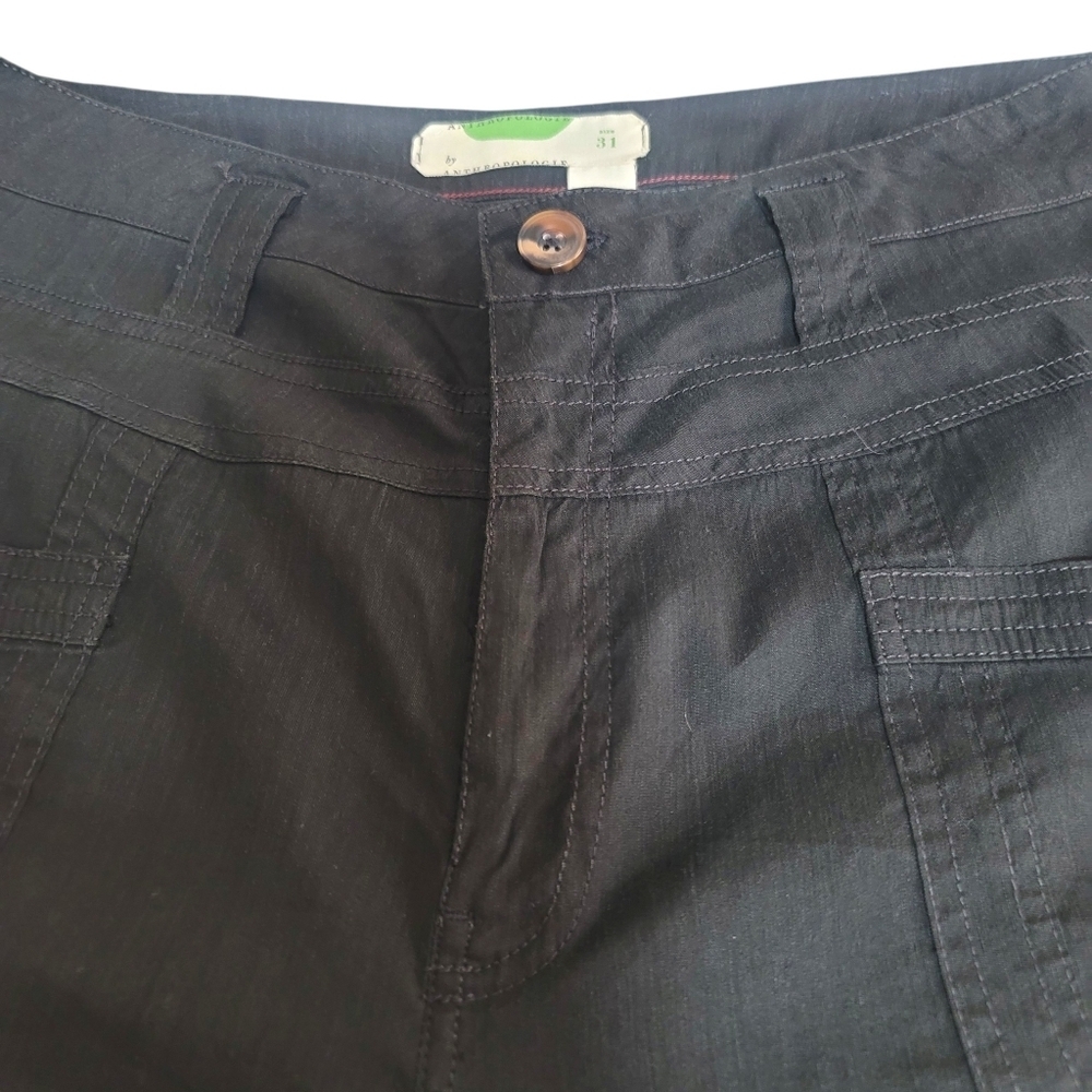 By Anthropologie High-Waist, Wide-Leg Black Linen Blend Pants, 31, Office, Boho - Picture 6 of 11
